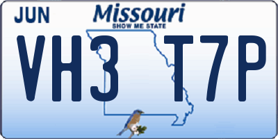 MO license plate VH3T7P