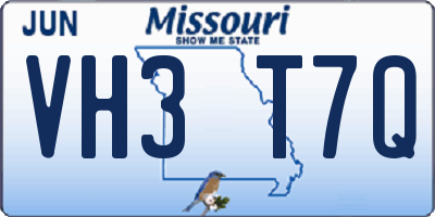 MO license plate VH3T7Q