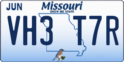 MO license plate VH3T7R