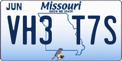 MO license plate VH3T7S