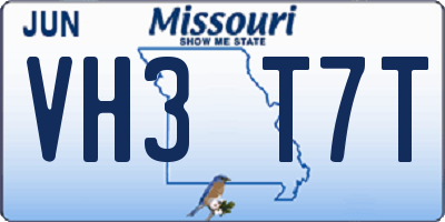 MO license plate VH3T7T