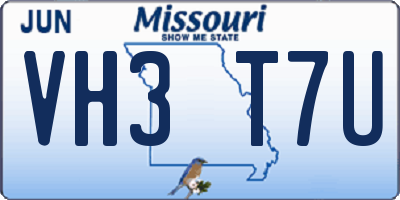 MO license plate VH3T7U