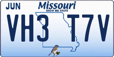 MO license plate VH3T7V