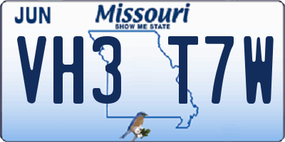 MO license plate VH3T7W