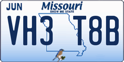 MO license plate VH3T8B