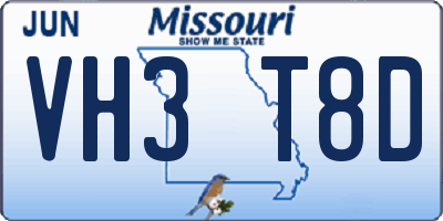 MO license plate VH3T8D