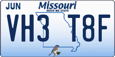 MO license plate VH3T8F