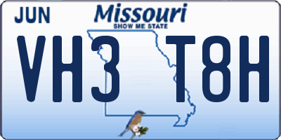 MO license plate VH3T8H