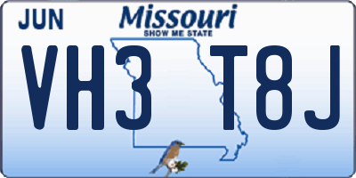 MO license plate VH3T8J