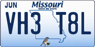 MO license plate VH3T8L