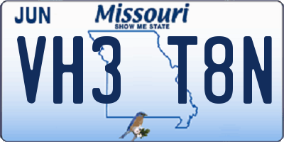 MO license plate VH3T8N