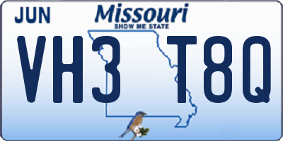 MO license plate VH3T8Q