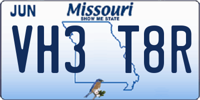 MO license plate VH3T8R