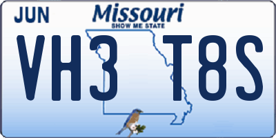 MO license plate VH3T8S