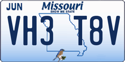 MO license plate VH3T8V