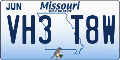 MO license plate VH3T8W