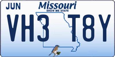 MO license plate VH3T8Y