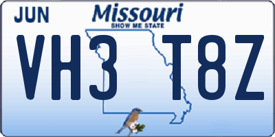 MO license plate VH3T8Z