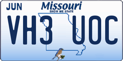 MO license plate VH3U0C