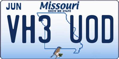 MO license plate VH3U0D