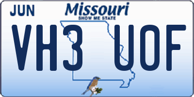 MO license plate VH3U0F