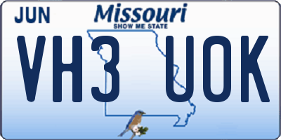 MO license plate VH3U0K