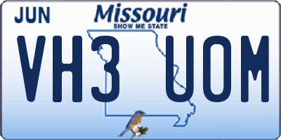MO license plate VH3U0M