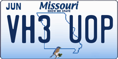 MO license plate VH3U0P