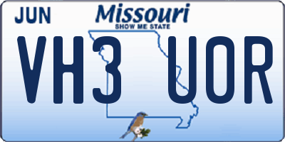 MO license plate VH3U0R