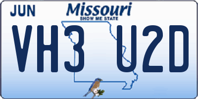 MO license plate VH3U2D