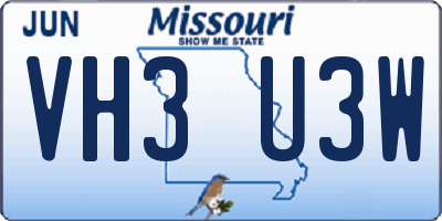 MO license plate VH3U3W