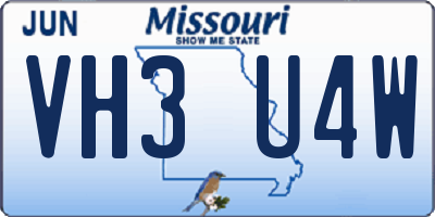 MO license plate VH3U4W