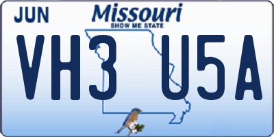 MO license plate VH3U5A