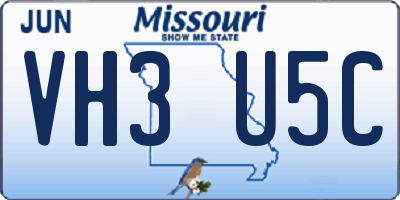 MO license plate VH3U5C