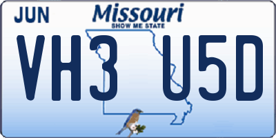 MO license plate VH3U5D