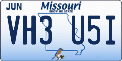 MO license plate VH3U5I
