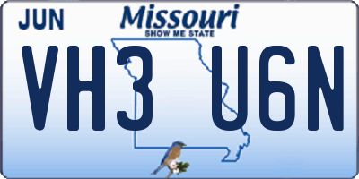 MO license plate VH3U6N