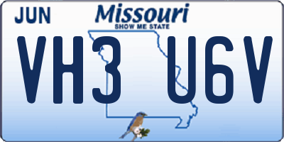 MO license plate VH3U6V