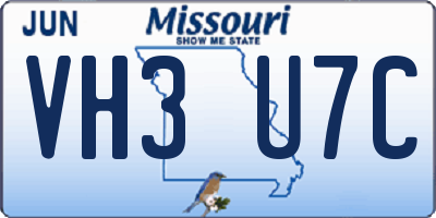 MO license plate VH3U7C
