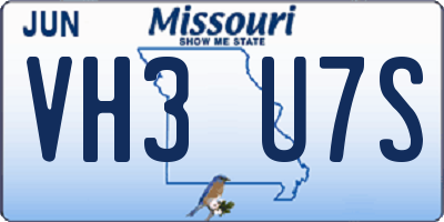 MO license plate VH3U7S