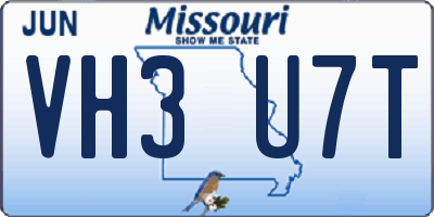 MO license plate VH3U7T