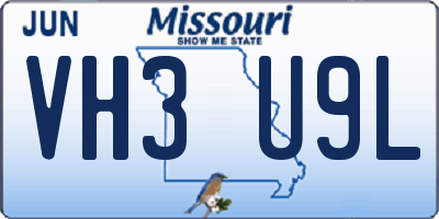 MO license plate VH3U9L