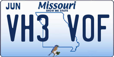 MO license plate VH3V0F