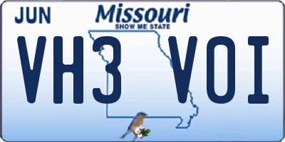 MO license plate VH3V0I