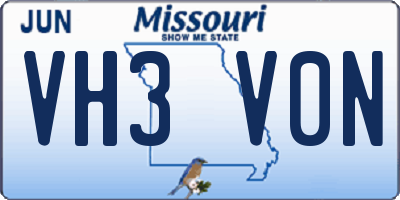 MO license plate VH3V0N