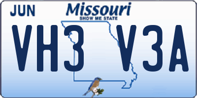 MO license plate VH3V3A