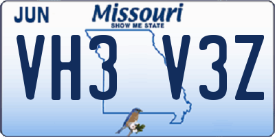 MO license plate VH3V3Z