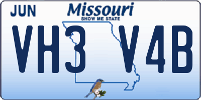 MO license plate VH3V4B