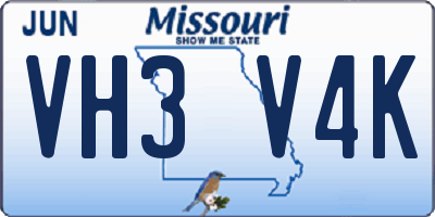 MO license plate VH3V4K