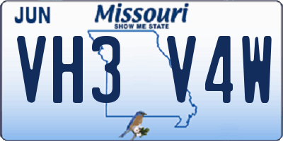 MO license plate VH3V4W